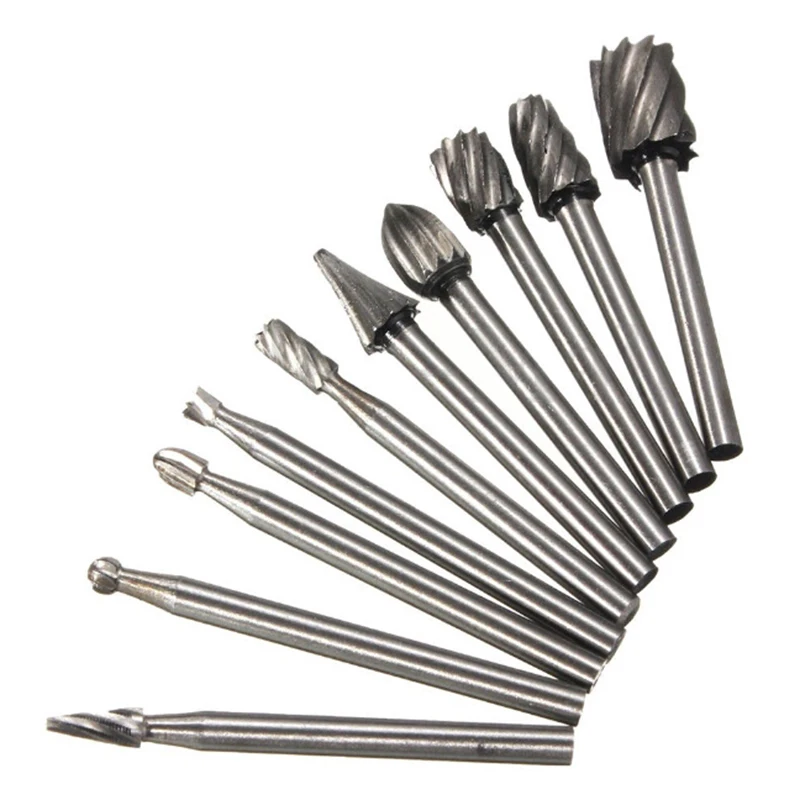

10 Pcs Steel Cutting Burr Bits Rotary Metal Wood Router Grinding Engraving