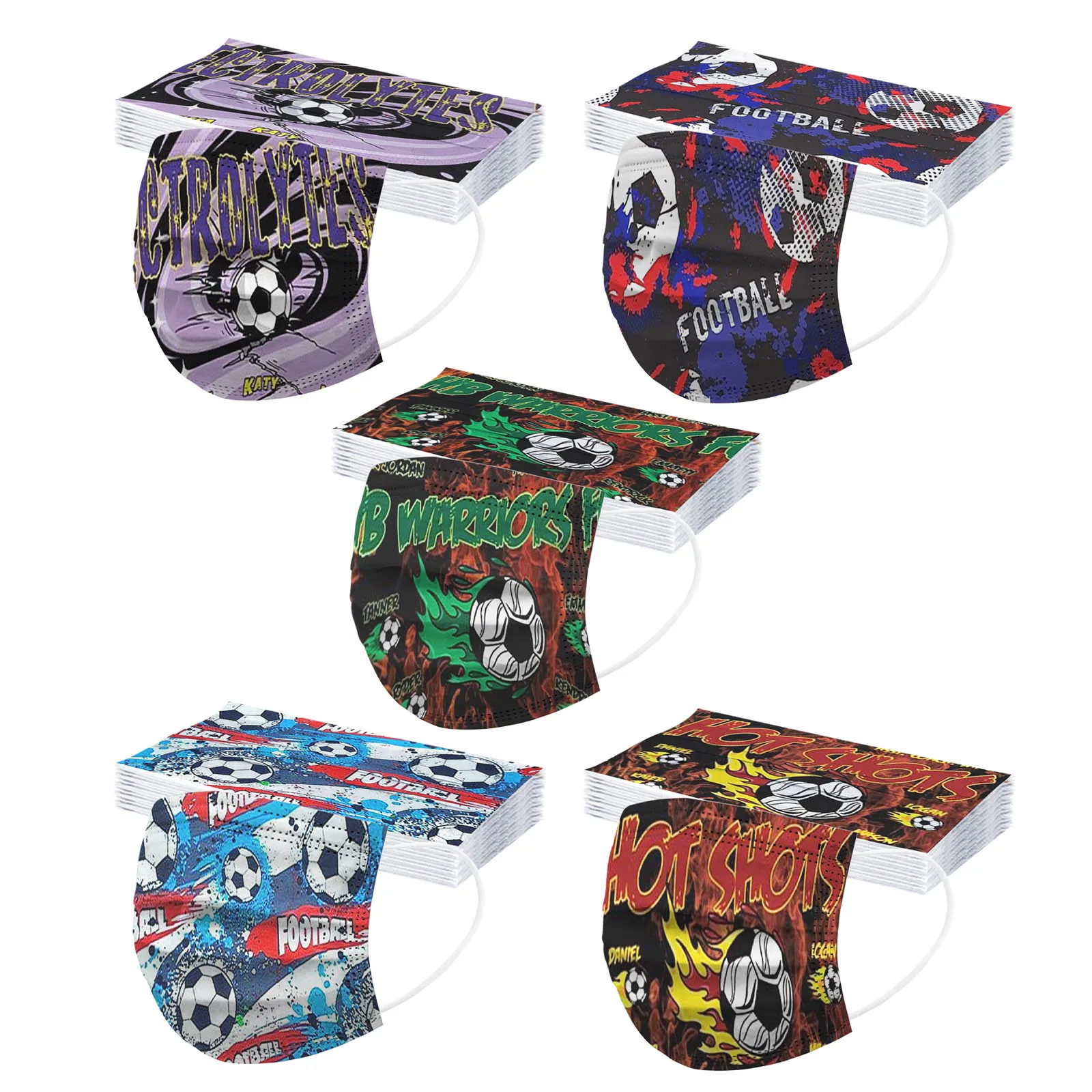 50 шт. детское платье одноразовая маска для лица с рисунком футбола детей маски 3