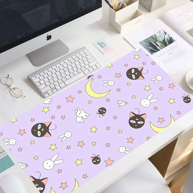 

Большой коврик для мыши в стиле аниме kawaii, большой резиновый игровой коврик, скоростной коврик для мыши в стиле Kawaii XL, клавиатура с блокировк...