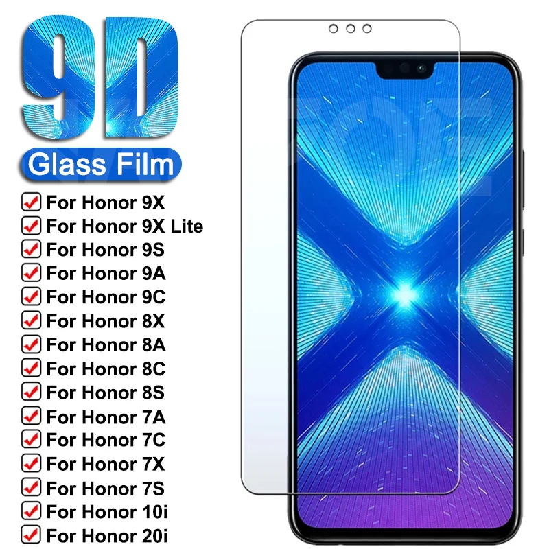 

Защитное стекло 9D для Huawei Honor 8X 8A 8C 8S 9X 9A 9C 9S, закаленное стекло для Honor 9X, 8 Lite, 7A, 7C, 7S, 7X, 9i, 10i, 20i, пленка для экрана