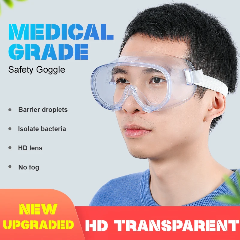 New Protective Safety Goggles Protection Eye Anti Virus Work HD   Clear Glasses Anti-Fog Dust Saliva Splash Goggles