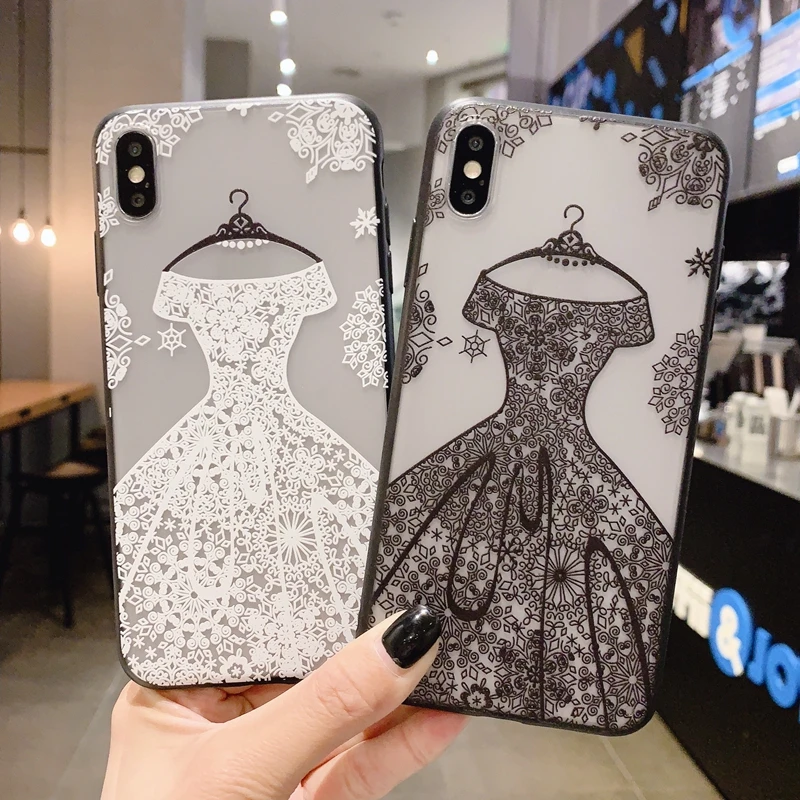 Для Apple iPhone X 11 Pro 6 6s 7 8 Plus XR XS 11Pro Max свадебное платье кружева цветочный узор Мягкий