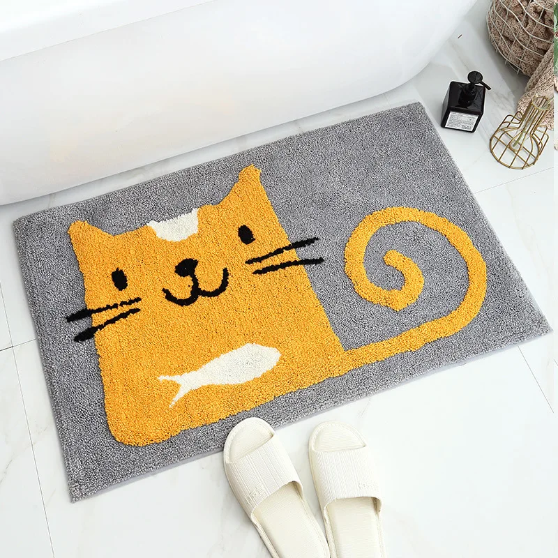 

KC New Cartoon High and Low Fur Home Flocking Floor Mats Door Bathroom Absorbent Non-slip Floor Rug Door Entry Door Mats