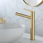 Щетка Золотой выдвижной кран для раковины для ванной комнаты вращающийся Латунный однорычажный кран для раковины для горячей и холодной мойки