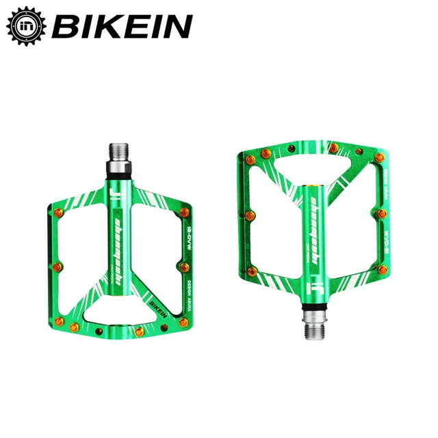 BIKEIN 9/16 сверхлегкий MTB Pedaal Fietsen BMX Pedalen Fiets Pedaal Platte Pedalen для горных велосипедов аксессуары 310 г - Цвет: Green