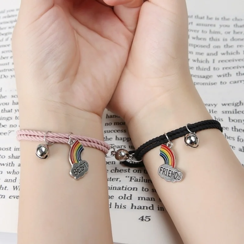 

Korean Version Of The Simple Rainbow Cloud Stitching Bracelet Rainbow Bells Girlfriends Bracelet Jewelry