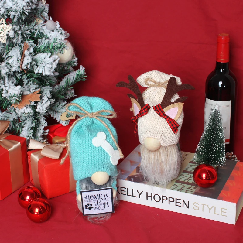 

Рождественская Кукла без лица, вязаная плюшевая искусственная, креативное рождественское настольное украшение для дома, гостиной, офиса Lxy9