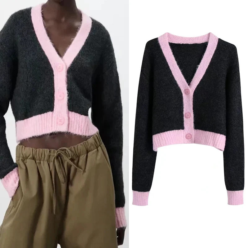 

Женский Укороченный кардиган на пуговицах, с длинным рукавом