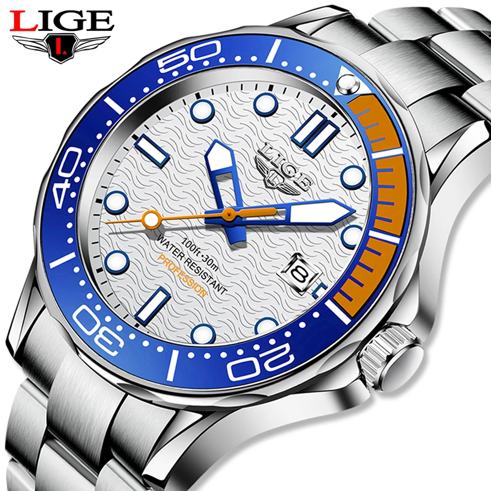 

Reloj LIGE Top Brand Fashion Sports Diver Watch For Men Steel Waterproof Date Clocks Man Watch Quartz Wrist Watches Reloj Hombre