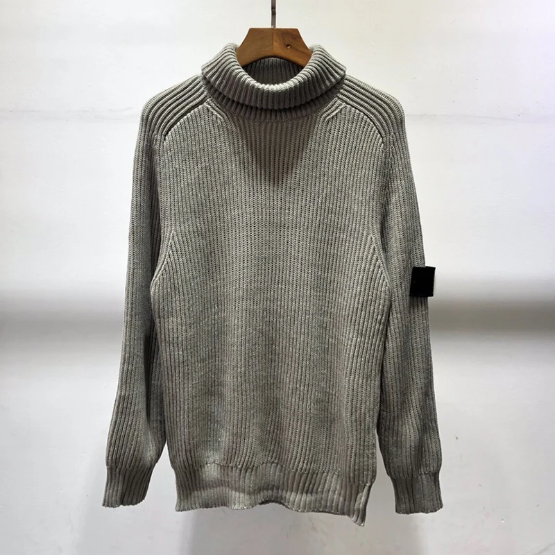 

Turtleneck Vintage Sweater Men Clothing Autumn Winter Warm Oversized Knitted Pullovers Jersey Korean Round Neck Black MA192