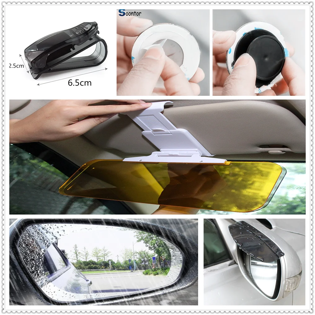 

2022 new car Sunlight Mirror sun glass rain eyebrow Clip Holder Film for Toyota V Hilux Land Cruiser Avanza new carina Celica Co