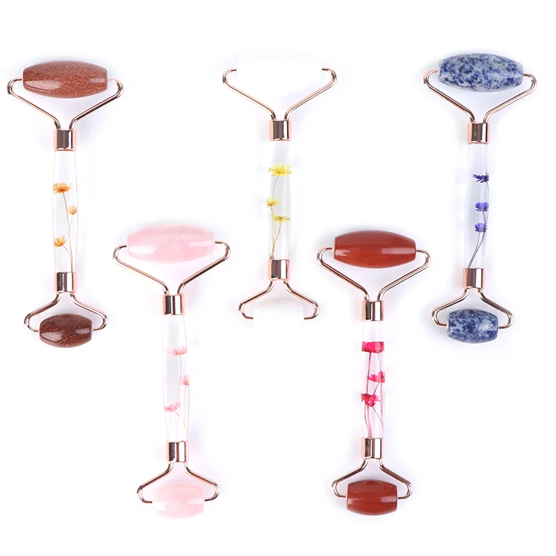 1 шт. Натурального Розового Кварца лица нефрита каменный ролик Красота