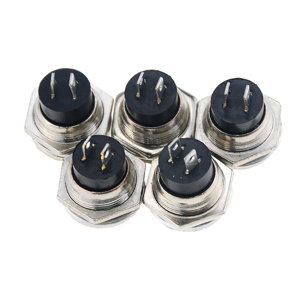 5PCS Colourful 16MM Waterproof DS-212 Momentary SPST Self-reset Round Cap Push Button Switch AC 125V 3A DS212 For Small Car |