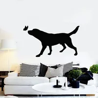 Wall Decal Pets House Animals Care Dog Play Butterfly Silhouette Vinyl Window Glass Stickers Pet Store Family Art Mural S1361