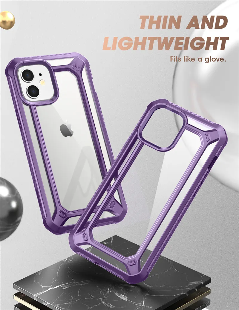 For iPhone 12 Case/12 Pro Case 6.1" (2020) SUPCASE UB EXO Series Premium Hybrid Protective Clear PC + TPU Bumper Case Back Cover pela cases