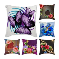 lovely cartoon plush square living sofa cushion cover throw pillow case 45x45cm flowers rose birds butterfly art home decorative