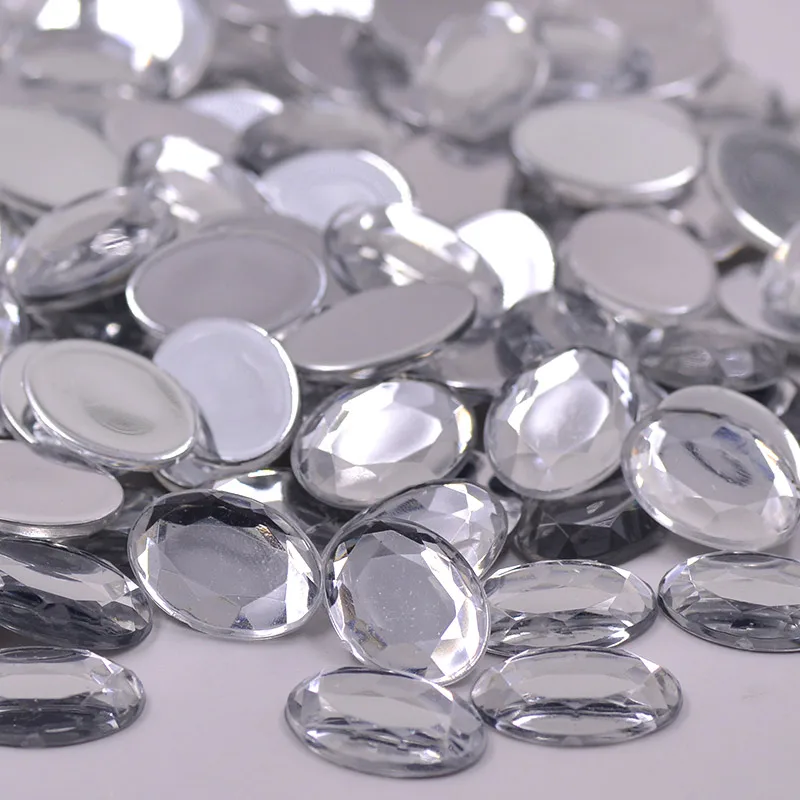 JUNAO 200 шт. 13*18 мм кристалл AB Стразы с плоским основанием искусственная овальная