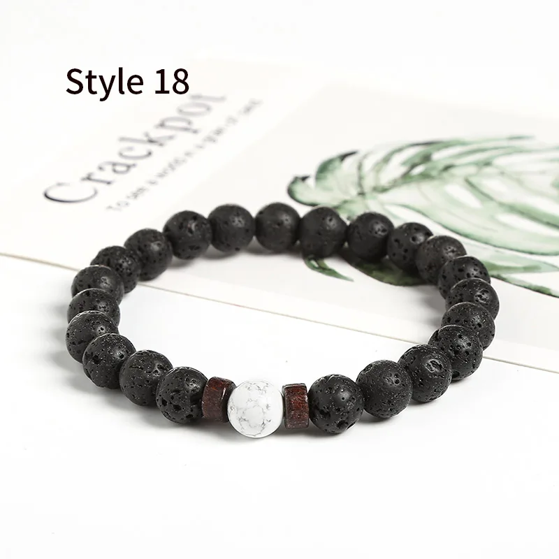 Style 18 JD мужской браслет, натуральный Императорский камень, бусина, тибетский Будда, браслет, чакра, лавовый камень, диффузный браслет, мужские ювелирные изделия, подарок - Окраска металла: Style 18