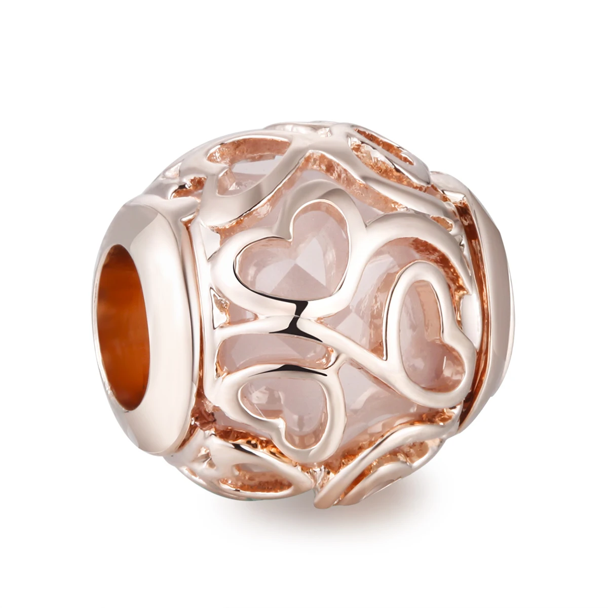 Розовое золото коллекция сердца филигранные очаровательные модные бусины для