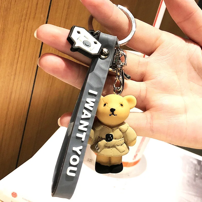 Cute Cartoon Bear Keychain Gifts For Women Girls Bag Pendant Epoxy PVC Figure Charms Key Chains Jewelry porte clef 2020 | Украшения и