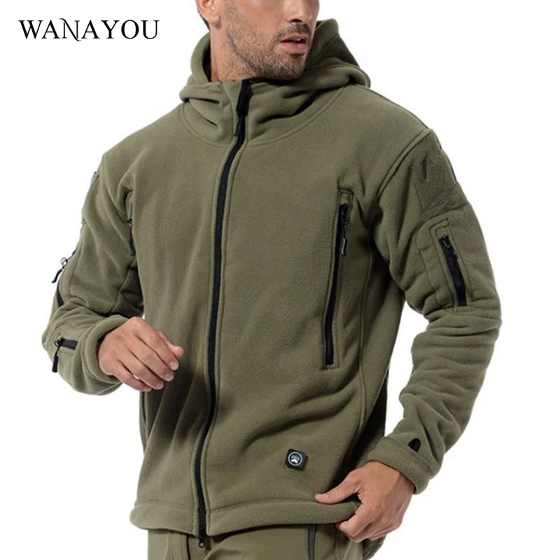 

WANAYOU Hiking Jacket Men Winter Thermal Fleece Tactical Military Jacket ,Outdoor Sports Hooded Coat , Fishing Hunting Jacket