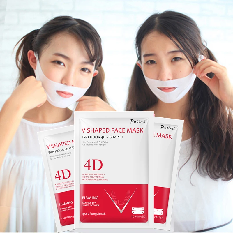 PUTIMI 4D Double V Shaped Face Mask Lifting Ear Hook Hydrogel Line Sheet Slimming Chin Check Neck Lift Anti Wrinkle | Красота и