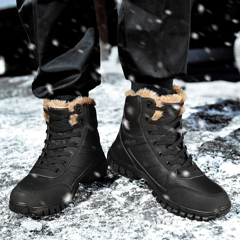 Мужские ботинки повседневные зимние из натуральной кожи с мехом Теплая мужская