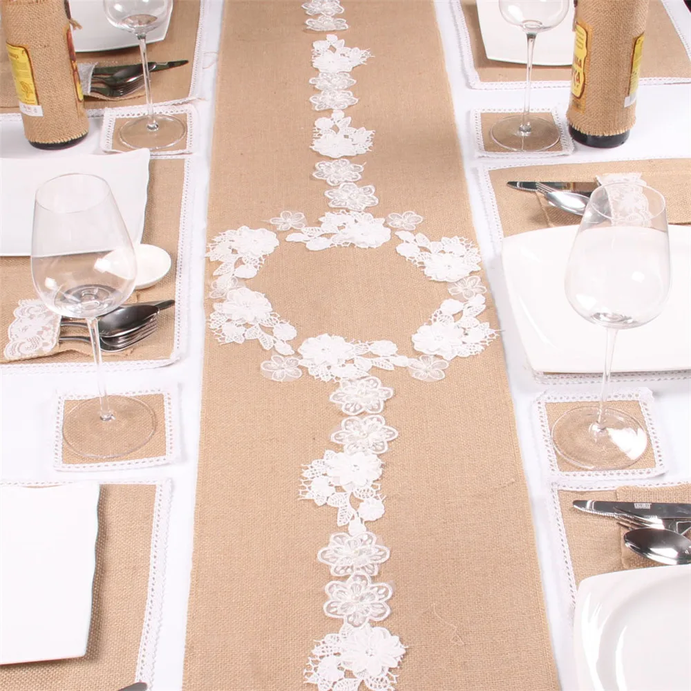 Новый стиль настольный флаг кружевная лента льняной рождественское свадебное