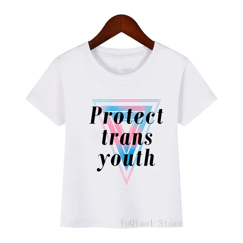 

Protect trans youth funny kids t shirts children summer top boy girls clothes lovely white camisetas student t-shirt custom DIY