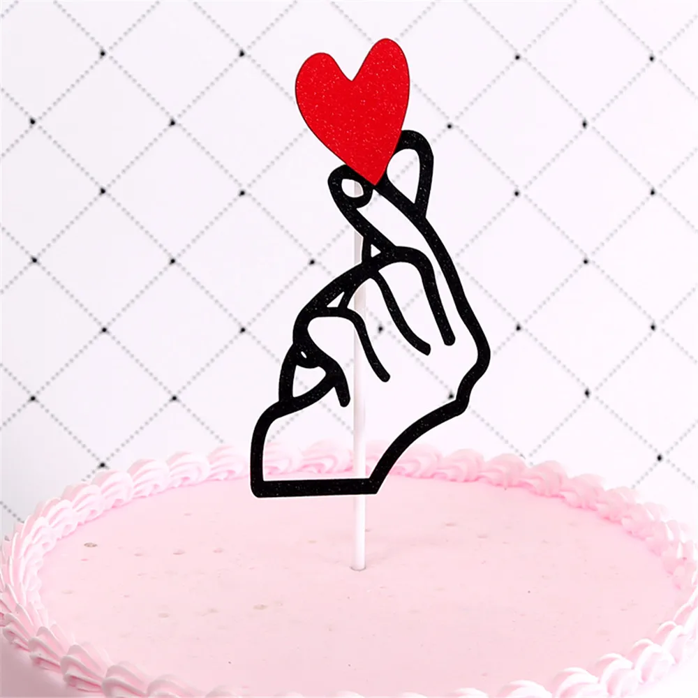 

10pcs Creatvity Valentines Gesture Heart Cake Topper Wedding Marriage Proposal Gesture Cake Topper Cupcake Party Decorations