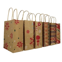 24pcs kraft paper bags with handle party gift bag christmas favor present bag wrapping bags random style