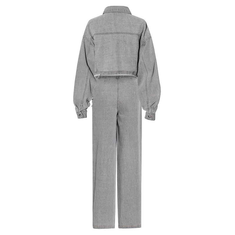 

TWOTWINSTYLE Casual Patchwork Tassel Set For Women Lapel Long Sleeve Short Tops High Waist Wide Leg Pants Streetwear Sets Female