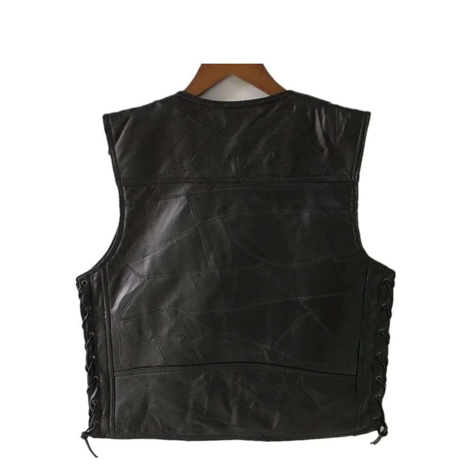 Жилет Idopy мужской из искусственной кожи мотоциклетная безрукавка натуральной на