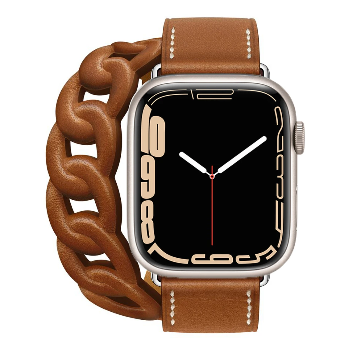 Двойной кожаный ремешок Gourmette для Apple Watch 7 band 45 мм/41 мм браслет из корреи 42/38 iwatch series