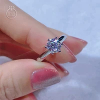 wholesale d color vvs real moissanite ring 1 3 carat 18k white gold plated 925 silver for women