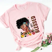 blessed black girl flowers print graphic tees funny black women are dope tshirt femme black lives matter juneteenth t shirt tops