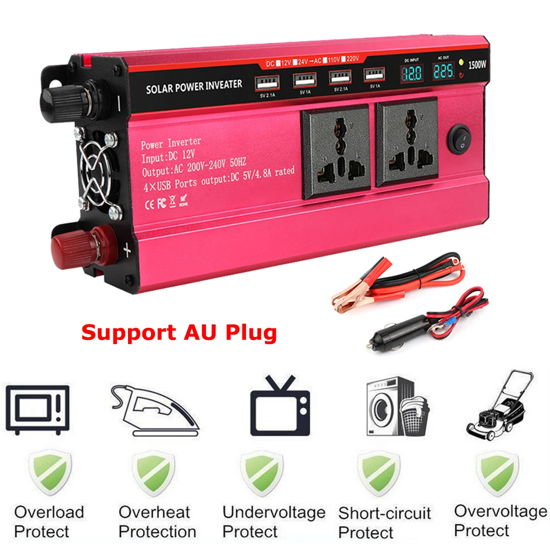 Инвертор солнечной энергии 12 В постоянного тока в 220 переменного 1500 Вт