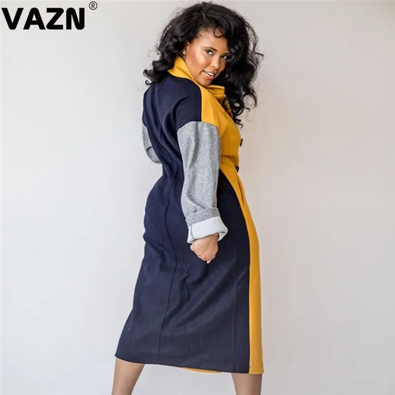 VAZN BN9200 открытое пальто Новая Осенняя Повседневная красочная модная уличная шея с длинным рукавом Офисная Женская рубашка