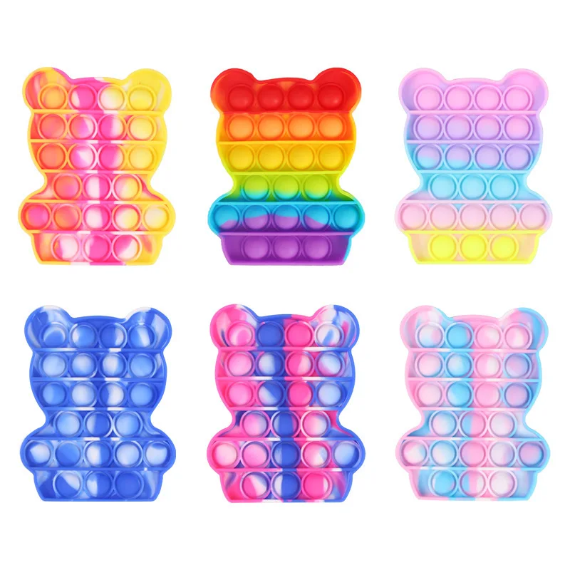 Новинка Поп it Tie-Dye Радужная Бабочка Медведь Единорог динозавр космический