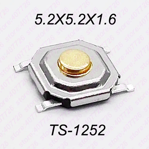Высокое качество, 50 шт., 5,2x5,2x1,5 мм до 9 мм, 4PIN, SMT, металлический Тактический кнопочный переключатель, тактовый переключатель, клавиша, динамик, аудио кнопка - Цвет: H 1.6MM