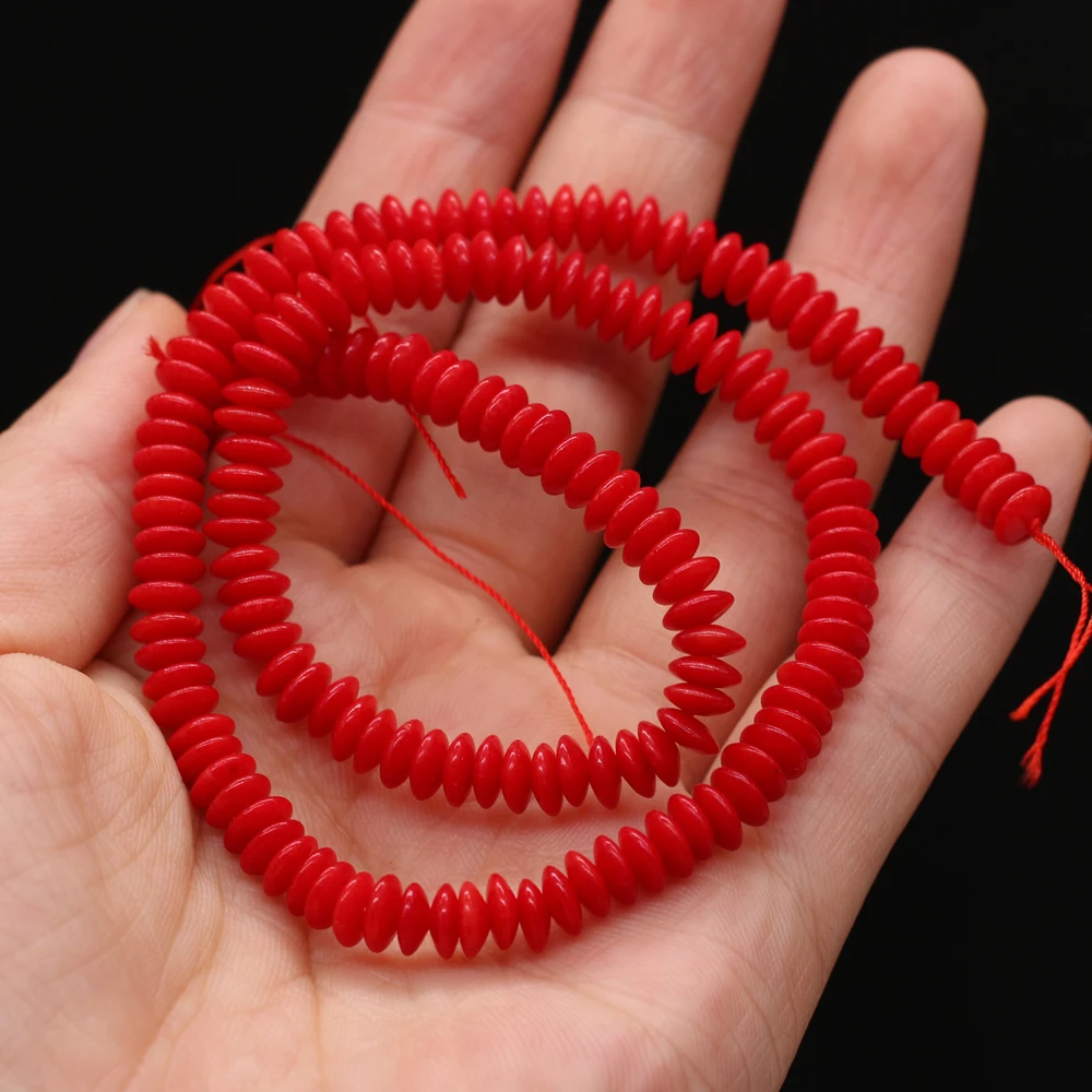 

Small Beads Stylish Red Abacus Shape Coral Beaded for Jewelry Making Charms DIY Necklaces Bracelets Accessories Women Gift 3x5mm