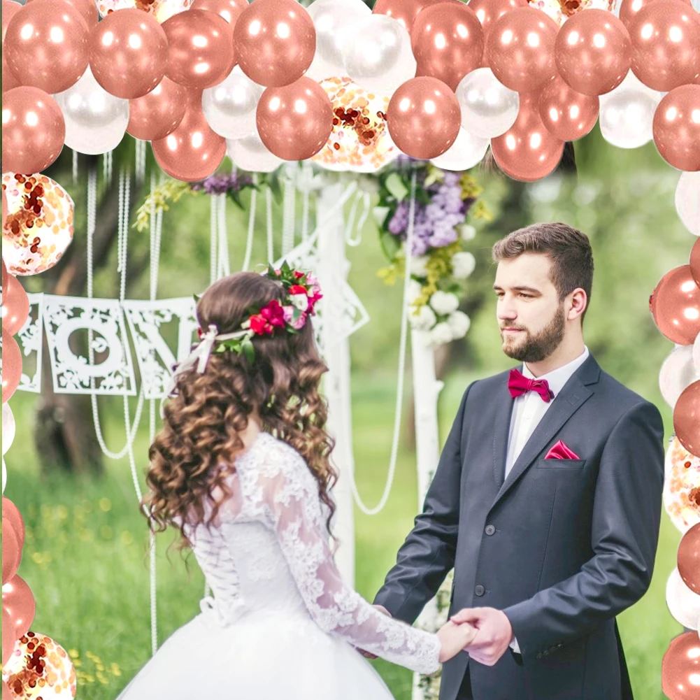 

132pcs Rose Gold Balloon Chain Set Sequin Combination Arched Balloon Door Holiday Party Decoration For Baby Shower Wedding