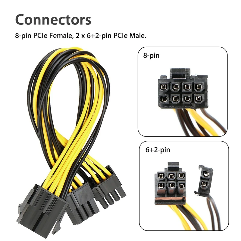ABKK-(5-pack) PCI-E 8-pin to 2x6 + 2-pin кабель разветвителя питания PCIE PCI Express 5X |