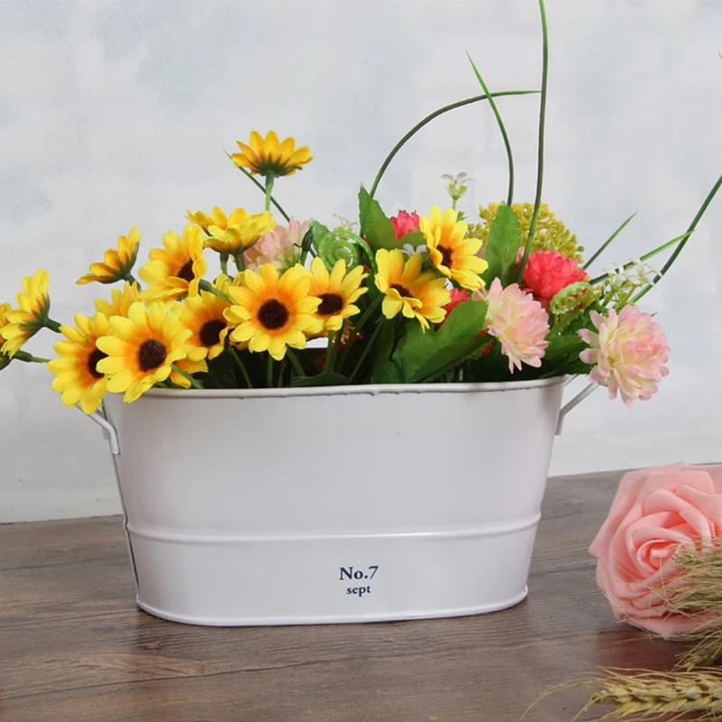 19.5x11x9.5cm Vintage Oval Tinned Iron Garden Planter Flower Pot Bucket Decor | Дом и сад