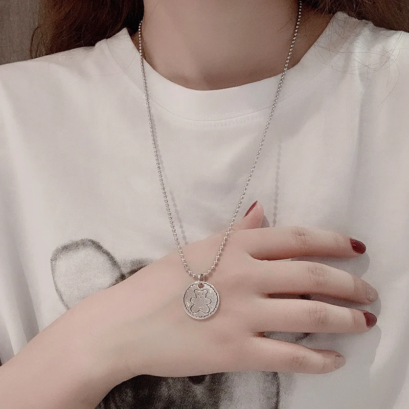 Ожерелье с милой девушкой сердечком маленьким медведем женское ожерелье в