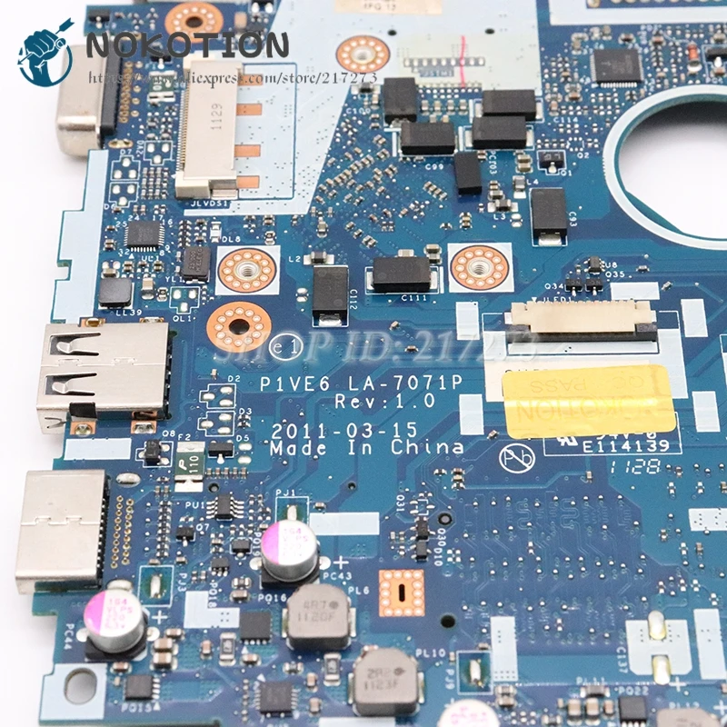 Материнская плата NOKOTION для Acer aspire one AO722 722 материнская ноутбука MBSFT02003 P1VE6 DDR3 с