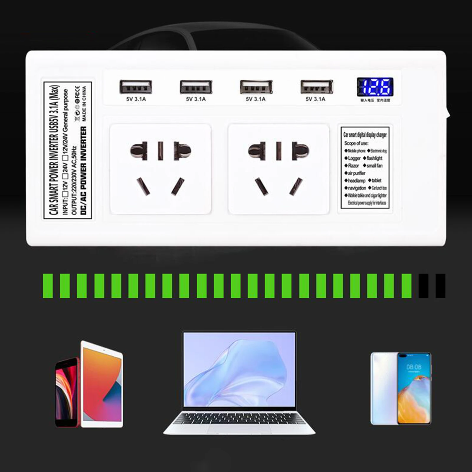 

Автомобильный инвертор USB, автомобильный преобразователь, подходит для автомобиля от 12 В постоянного тока до 220 В переменного тока