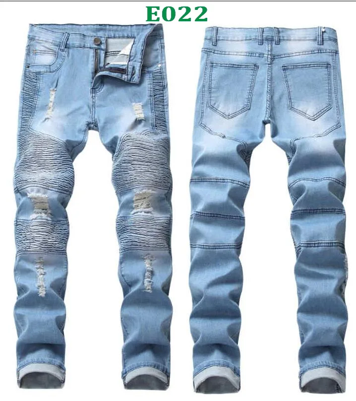 Multi-Style Male Jeans Multicolour Stretch Denim Pants Print Bikie Jeans Stretch Ripped Jeans Big Patch Jeans