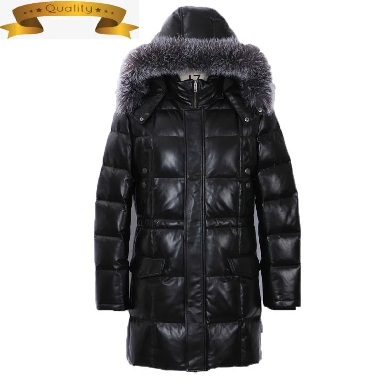 

Куртка мужская из натуральной овечьей кожи, гусиный пух, зимняя теплая утепленная куртка Casaca 14-H09B # MF394