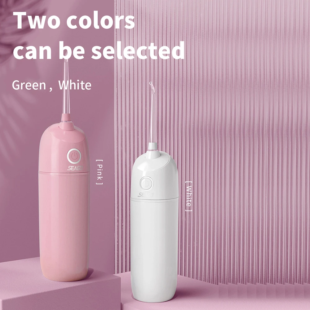 

Seago Portable Oral Irrigator Dental Water Flosser USB Rechargeable 5 Jet Nozzles 190ML Vacuum Tank Waterproof Teeth Cleaner